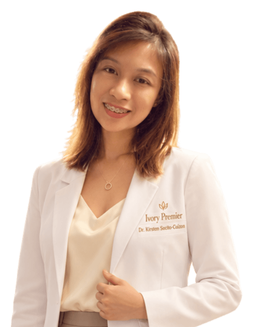 Dr. Kirsten Socito-Cuizon in a white Ivory Premier coat